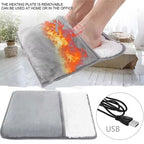 USB Electric Foot Heating Pad Washable Soft Plush Foot Warmer Mat for Winter Home Bed under Desk Use