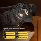 Portable Rechargeable Clip Fan 720° Rotatable Hanging Fan with Night Light Air Cooler for Outdoor Camping Ventilador